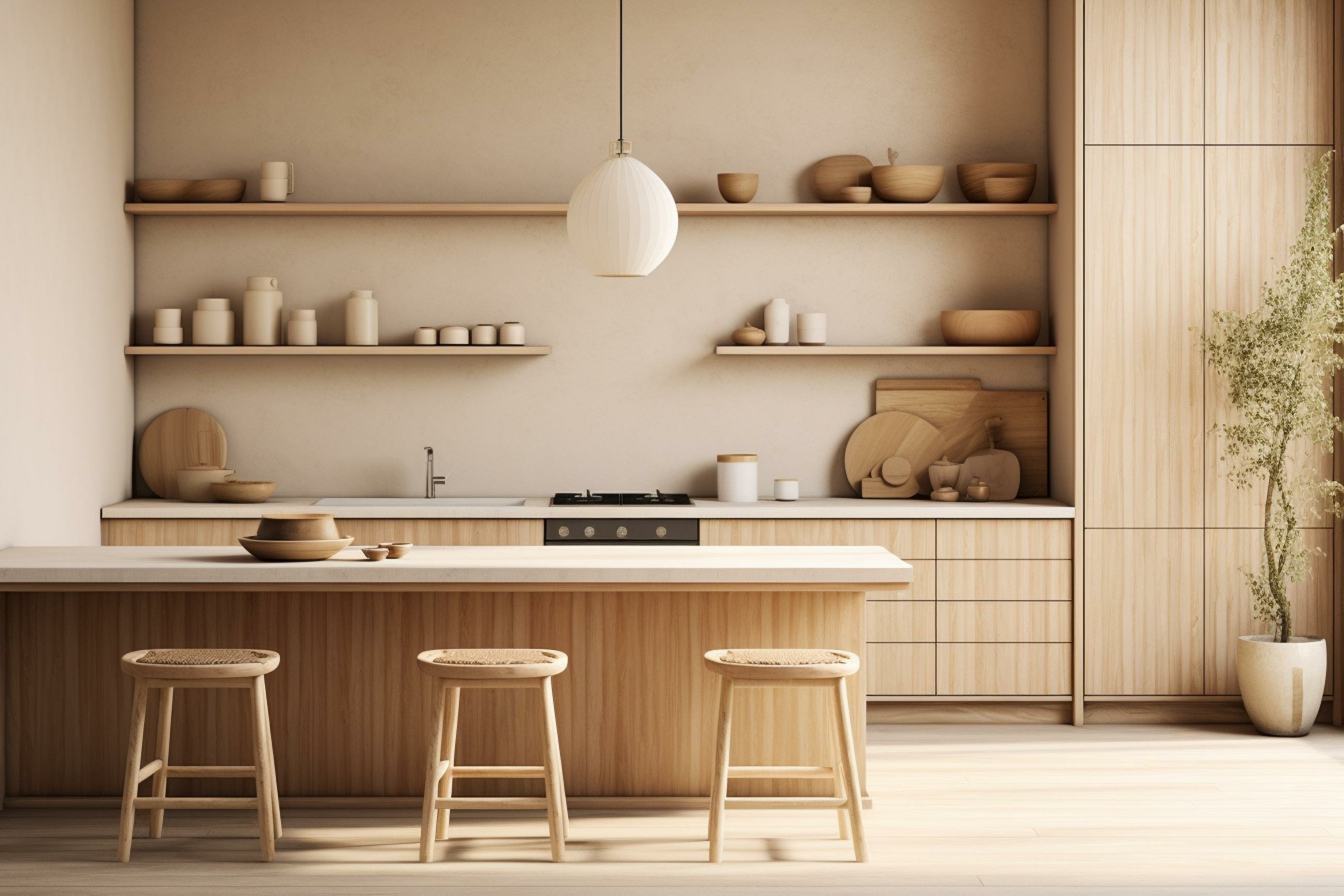 Ideas and tips to adopt Japandi style design for your kitchen.