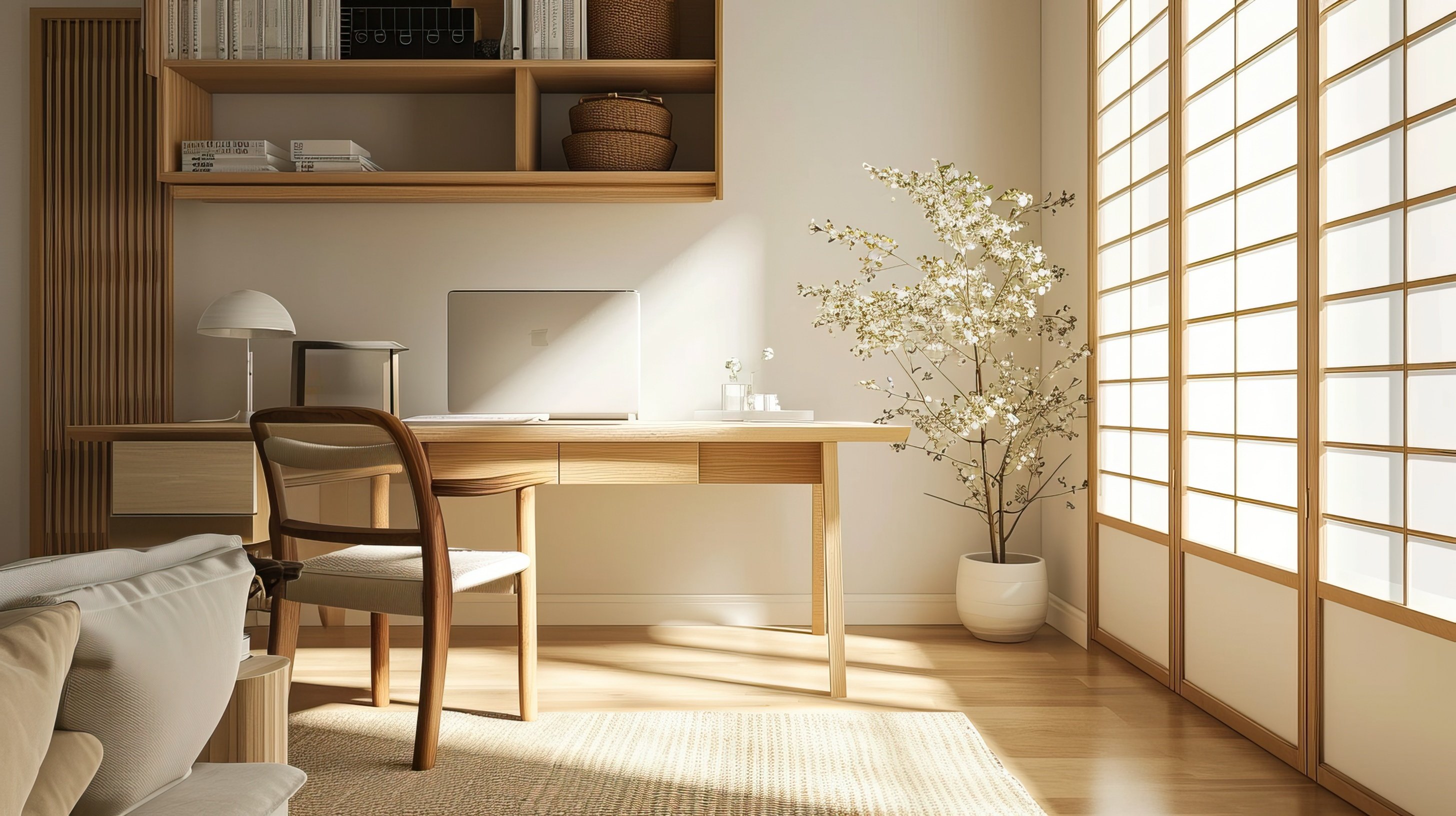 Achieving an Organized, Calm Japandi Study Room