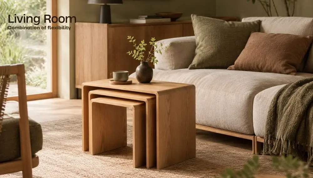 Japandi Side Table in Living Room.webp