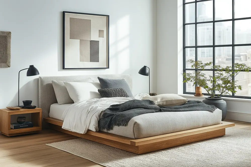 Japandi Upholstered Bed Frame サイズ調整.webp