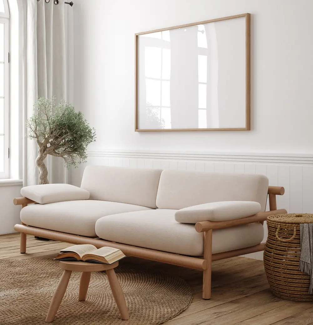 Wood and cotton Japandi sofa サイズ調整.webp