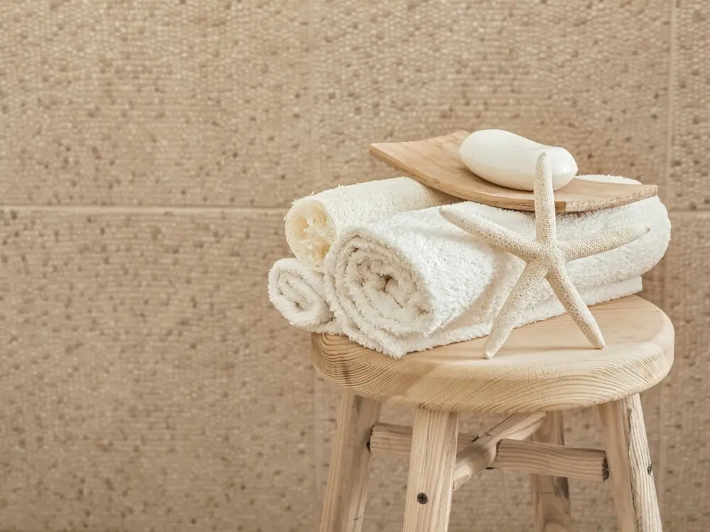 Wooden Stool in Japandi Bathroom サイズ調整.webp