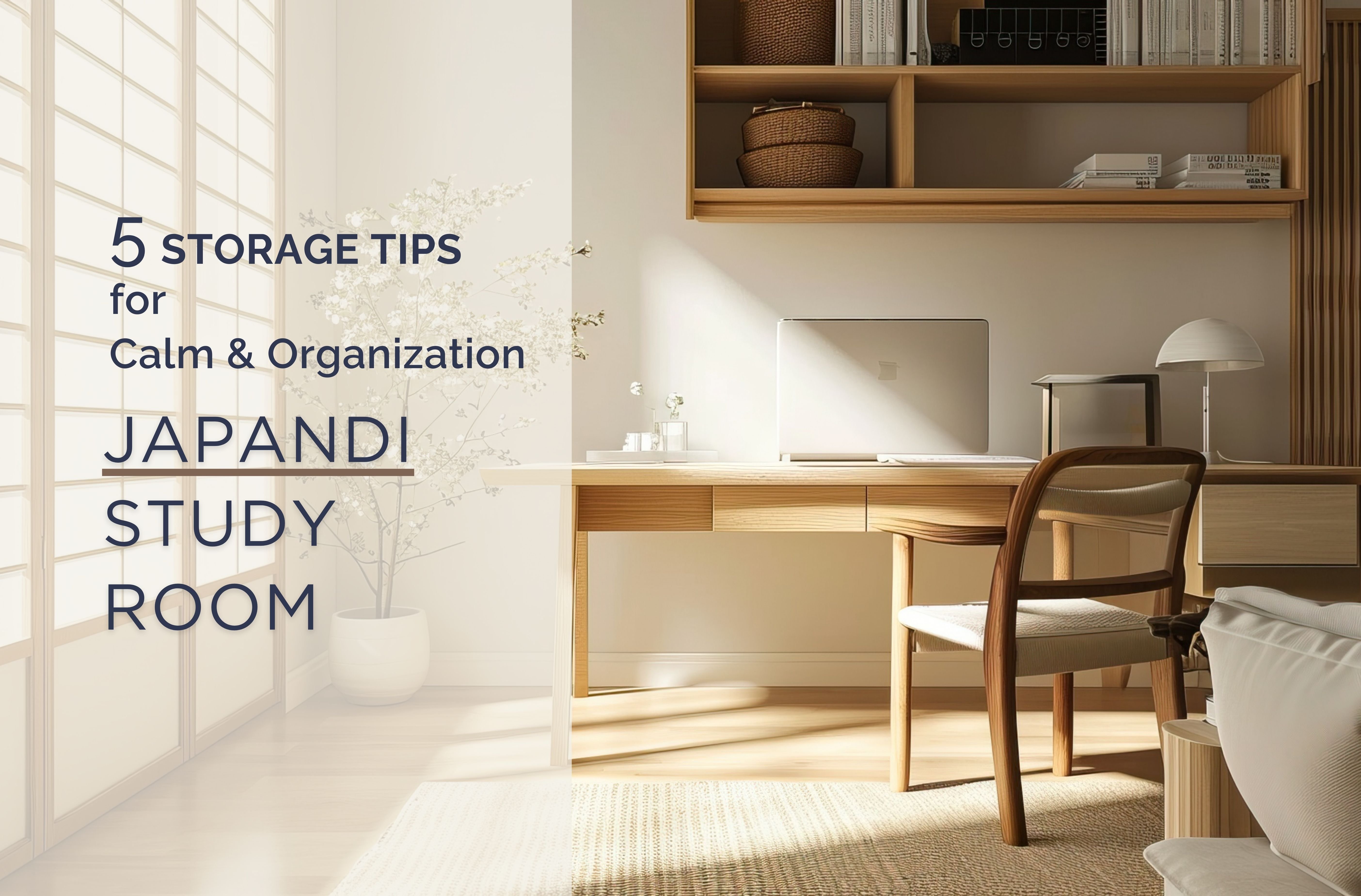 Japandi Study Room: 5 Storage Tips for Calm and Organization